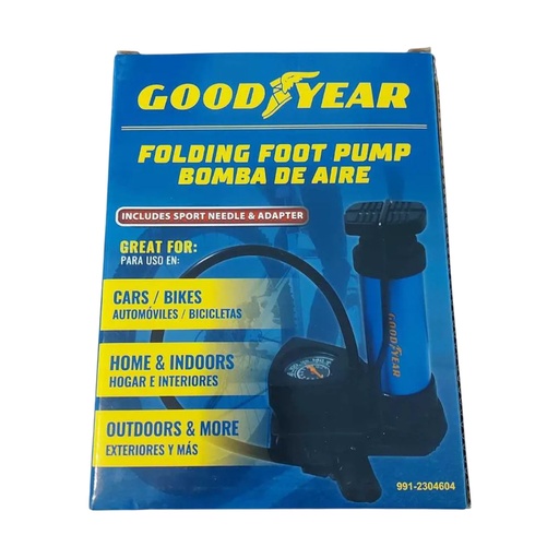[BOM-GOO-991-2304604] BOMBA DE AIRE PARA INFLAR CON MANOMETRO DE PISO REF. 991-2304604 / 046043 MARCA GOOD YEAR