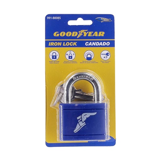 [CAN-GOO-991-80085] CANDADO DE ARCO LATÓN 50 MM CON CUBIERTA DE PVC REF. 991-80085 / 800855 MARCA GOOD YEAR