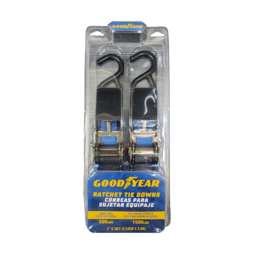 [COR-GOO-991-2305178] CORREA AMARRE C/RATCHET (CINCHO) DE 1" X 3 MTS HASTA 227 KG 2PZAS REF 991-2305178 / 051788 GOOD YEAR