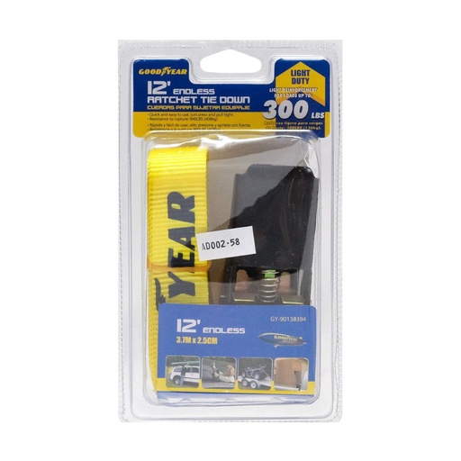 [COR-GOO-991-90138394] CORREA AMARRE C/RATCHET (CINCHO) DE 1" X 3.7MTS HAST 136KG 1PZAS REF 991-90138394 / 488715 GOOD YEAR