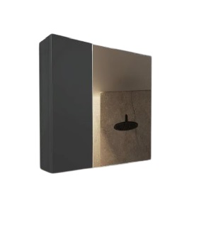 [GAB-ECO-SAMAN.NEG] GABINETE SAMAN DE BAÑO 2 PUERTA C/ ESPEJO CUADR. 60 X 60 X 14 CM REF. 3720 COLOR ANTRACITA MARCA ECO