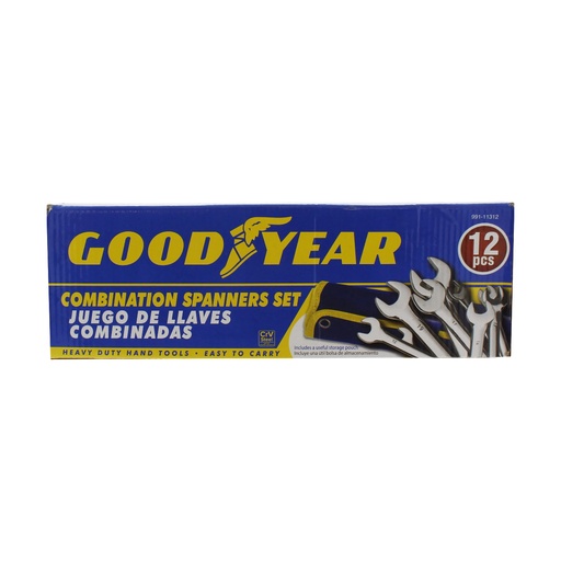 [JUE-GOO-991-11312] JUEGO DE LLAVES COMBINADAS 12 PZAS DE 6 A 22 MM C/ ESCTUCHE REF. 991-11312 / 827814 MARCA GOOD YEAR