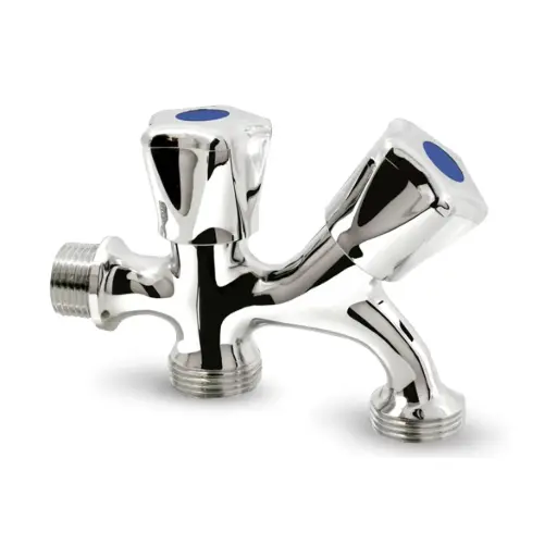[LLA-BEL-GRI-0343] LLAVE DE CHORRO / LLAVE DE MANGUERA DE 1/2" DOBLE CROMADA " CAMELLO " DE LUJO REF. GRI-0343 MARCA BE