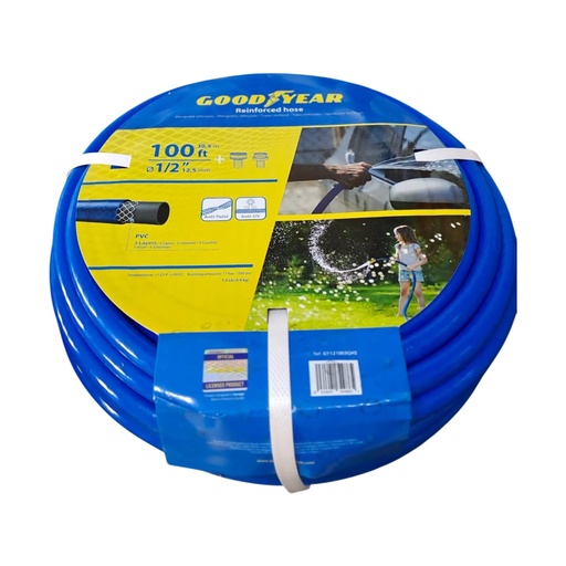 [MAN-GOO-GY121003GHS] MANGUERA CULEBRA 1/2" X 30.5 MTS REFORZADA 3 CAPAS C/CONEXIONES METALICAS REF. 349865 GOOD YEAR