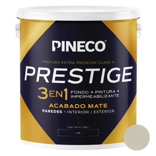 [PIN-PIN-PRS0166AAA1G] PINTURA DE CAUCHO MATE PRESTIGE 3 EN 1 CLASE AAA 01 GL COLOR GREIGE REF. 66AAA1G MARCA PINECO