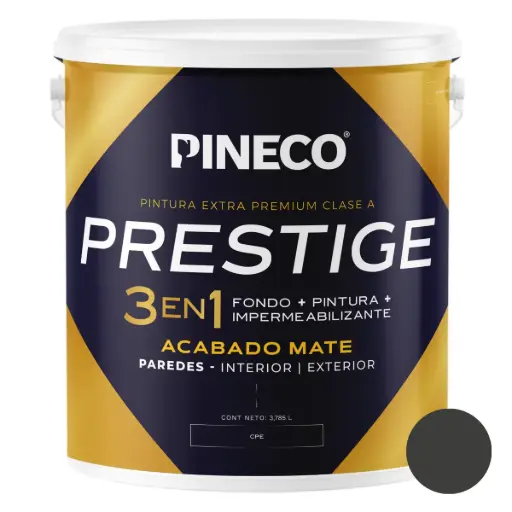 [PIN-PIN-PRS0195AAA1G] PINTURA DE CAUCHO MATE PRESTIGE 3 EN 1 CLASE AAA 01 GL COLOR GRIS OSCURO REF. 95AAA1G MARCA PINECO