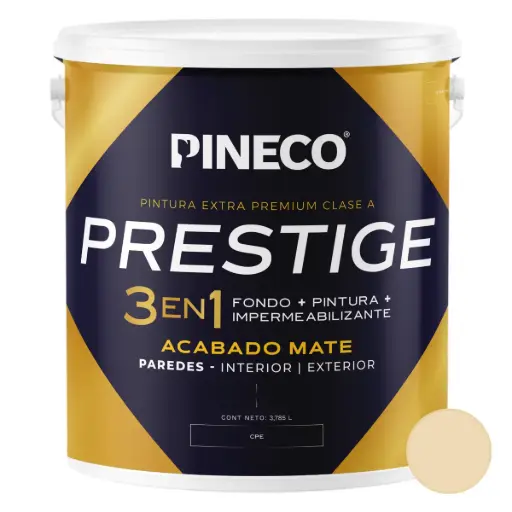 [PIN-PIN-PRS0112AAA1G] PINTURA DE CAUCHO MATE PRESTIGE 3 EN 1 CLASE AAA 01 GL COLOR MARFIL REF. 12AAA1G MARCA PINECO