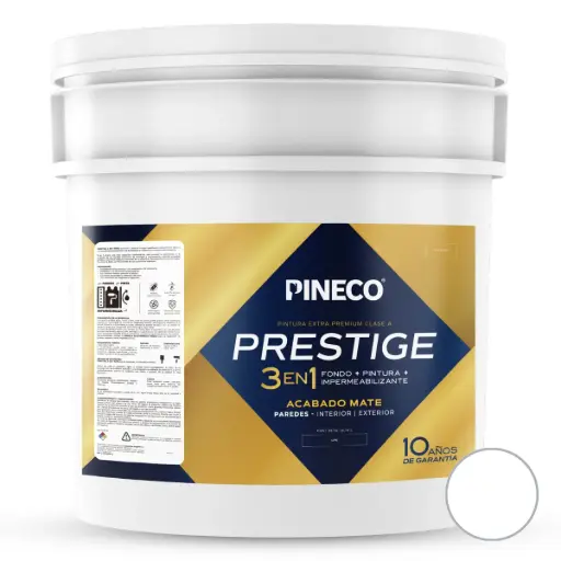 [PIN-PIN-PRS0101AAA1P] PINTURA DE CAUCHO MATE PRESTIGE 3 EN 1 CLASE AAA 04 GL ( PAILA ) COLOR BLANCO REF. 0102AAA1P MARCA PINECO