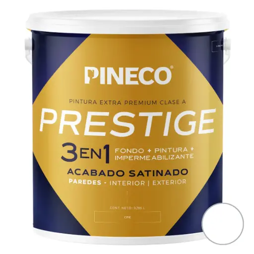 [PIN-PIN-PRS0102AAA2G] PINTURA DE CAUCHO SATINADO PRESTIGE 3 EN 1 CLASE AAA 01 GL COLOR BLANCO REF. 0102AAA2G MARCA PINECO