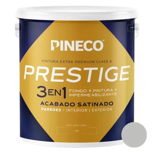 [PIN-PIN-PRS0213AAA2G] PINTURA DE CAUCHO SATINADO PRESTIGE 3 EN 1 CLASE AAA 01 GL COLOR GRIS CLARO REF.13AAA2G MARCA PINECO