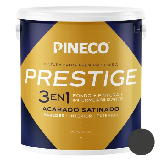 [PIN-PIN-PRS0295AAA2G] PINTURA DE CAUCHO SATINADO PRESTIGE 3 EN 1 CLASE AAA 01 GL COLOR GRIS OSC. REF. 95AAA2G MARCA PINECO