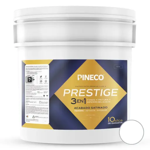 [PIN-PIN-PRS0102AAA2P] PINTURA DE CAUCHO SATINADO PRESTIGE 3 EN 1 CLASE AAA 04 GL ( PAILA ) COLOR BLANCO REF. 0102AAA2P MARCA PINECO