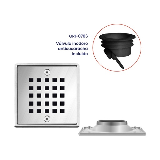 [REJ-BEL-GRI-0716] REJILLA ACERO INOX. ANTICUCARACHA 10 CM CUADRADA REF. GRI-0716 MARCA BELT-G