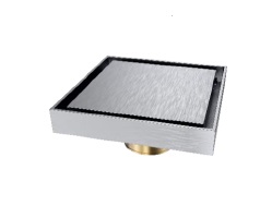 [REJ-NOV-NVDES0084] REJILLA CUADRADA / DESAGUE 10 CM SERIE SQUARE UNSEEN FLAT ACERO INOX NICKEL BRUSHED MARCA NOVA