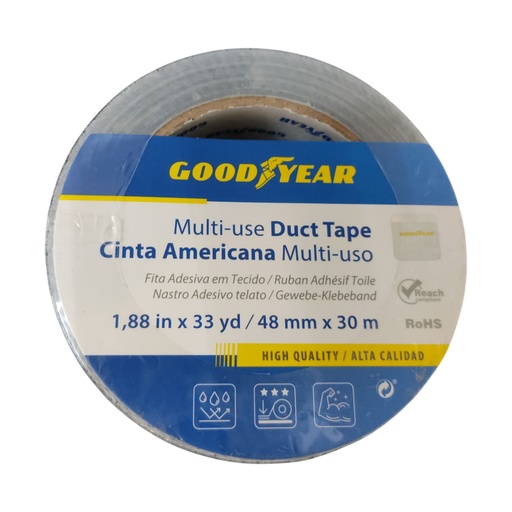 [TIR-GOO-GY8033HAT] TIRRO O CINTA AMERICANA MULT DE 1.88"  X 30MTS DUCT TAPE GRIS REF GY8033HAT / 386549 MARCA GOOD YEAR