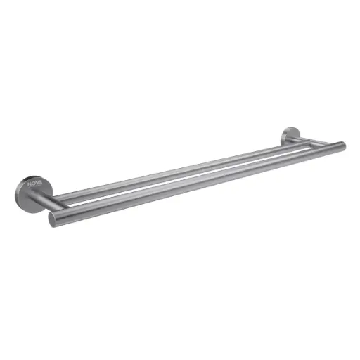 [TOA-NOV-NVACC7614] TOALLERO DE BARRA ACERO INOXIDABLE 60 CM DOBLE SERIE TEMPO BRUSHED RAD / GRIS REF. NVACC7614 NOVA