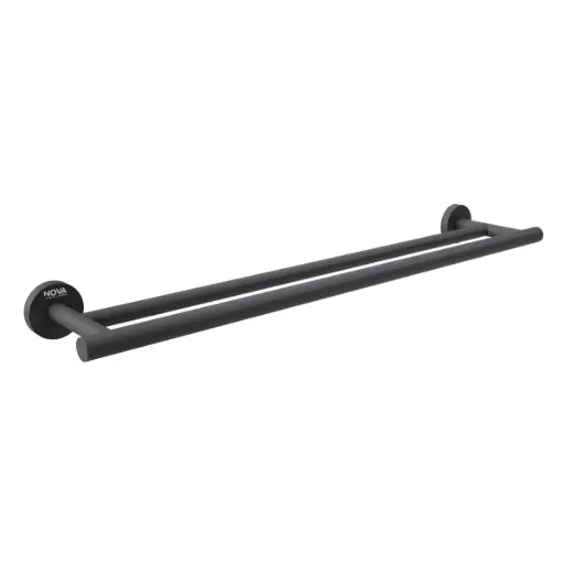 [TOA-NOV-NVACC7624] TOALLERO DE BARRA ACERO INOXIDABLE 60 CM DOBLE SERIE TEMPO NOIR  / NEGRO MAT REF. NVACC7624 NOVA