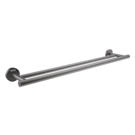 [TOA-NOV-NVACC7634] TOALLERO DE BARRA ACERO INOXIDABLE 60 CM DOBLE SERIE TEMPO ANTHRACITE RAD / GRIS REF. NVACC7634 NOVA