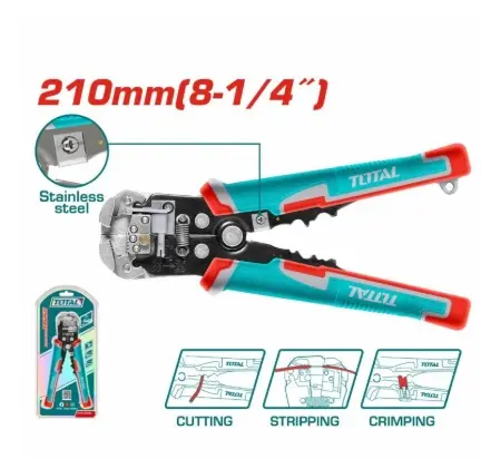 [PEL-TOT-THT15246] PELACABLES AUTOMATICO 8 1/4" 210MM MULTIFUNCIONAL 3 EN 1 (PELA-CORTA-PRENSA) REF. THT15246 / 846673 MARCA TOTAL TOOLS