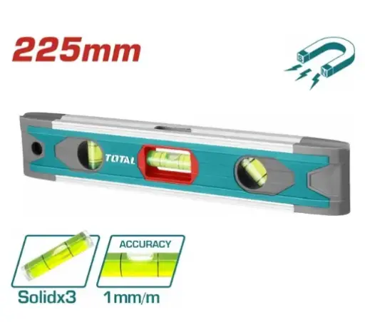 [NIV-TOT-TMT2235] NIVEL DE BURBUJA MINI 22.5 CM 3 AGUAS MAGNETICO REF. TMT2235 MARCA TOTAL TOOLS