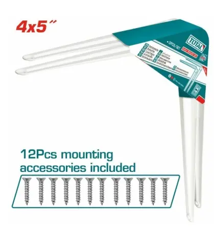[PIE-TOT-TSB10405] PIE DE AMIGO BLANCO 4 X 5" 2 PZAS + 12 TORNILLOS REF. TSB10405 MARCA TOTAL TOOLS