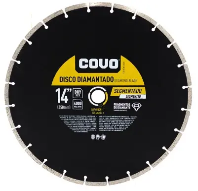 [DIS-COV-CV-DCW-350G] DISCO DE CORTE DIAMANTADO SEGMENTADO 14" X 1" CONCRETO / LADRILLO REF. CV-DCW-350G / 8349 MARCA COVO