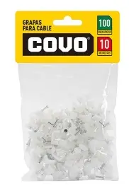 [GRA-COV-CV-LPL-10] GRAPA PLASTICA PLANA PARA CABLE SPT 10MM (BOLSA DE 100 UND) REF. CV-LPL-10 / 9508 MARCA COVO