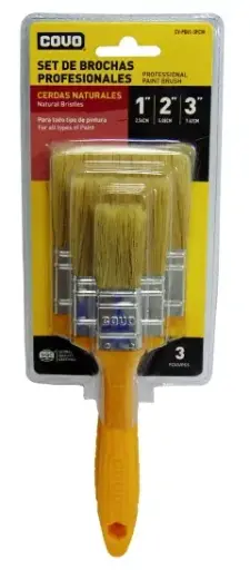 [SET-COV-CV-PD01-3PCW] SET DE BROCHA PARA PINTAR 3 PZAS (1", 2" Y 3")  MANGO AMARILLO REF. CV-PD01-3PCW / 9827 MARCA COVO
