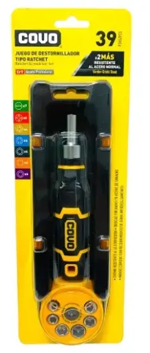 [JUE-COV-CV-RSDSET-1] JUEGO DE DESTORNILLADOR Y PUNTAS 39 PZAS TIPO RACHET REF. CV-RSDSET-1 / 11557 MARCA COVO 