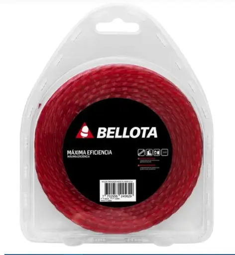 [NYL-BEL-NTL1092733] NYLON PARA PODADORA 2.7 MM X 33 MTS COLOR ROJO REF. NTL109027-33M / NTL1092733CR COD. 245506 REF. 03-12-017 (TIPO CUADRADO) MARCA BELLOTA
