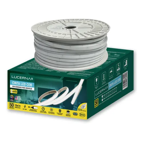 [CIN-LUC-COB4000K] CINTA LED TIPO COB S/PUNTOS POR METRO LUZ CALIDA 4000 K MARCA LUCERNA