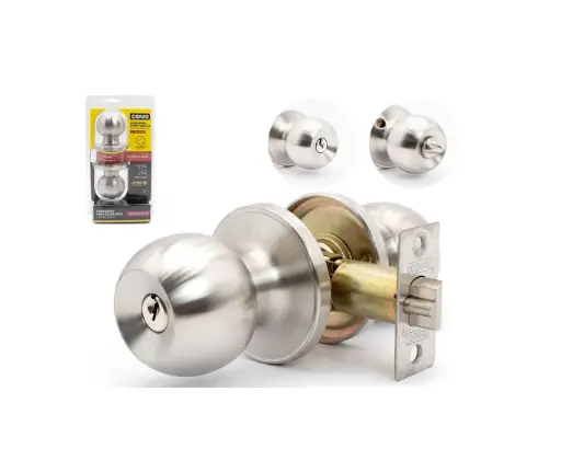 [CER-COV-DL-6871B-SS] CERRADURA DE POMO / TUBULAR PARA DORMITORIO SEG. GIRATORIO C/ CROMADO REF. DL-6871B-SS / 8608 MARCA COVO