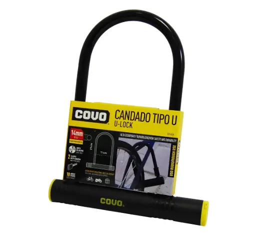 [CAN-COV-CV-ULK] CANDADO DE SEGURIDAD T/ U PARA BICICLETAS DE 21MM X11CM  RECUBIERTO REF. CV-ULK / 10016 MARCA COVO  