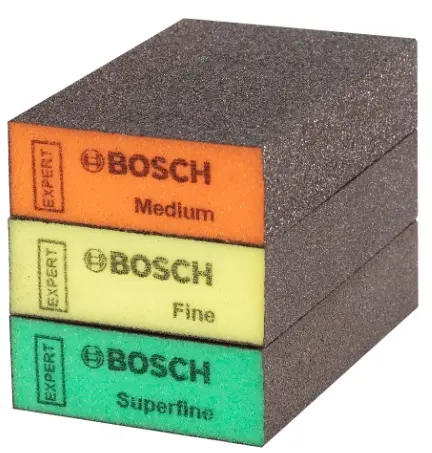 [SET-BOS-260890115] SET ESPONJA ABRASIVA PARA LIJADO DE MADERA Y PINTURA S471 3 PZAS REF.  2608901175 / 880547 MARCA BOSCH