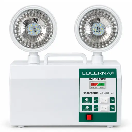 [LAM-LUC-L5038-LI] LAMPARA / LUMINARIA DE EMERGENCIA RECARGABLE 1 LAMP 70 LM / 2 LAMP 150 LM BATERIA LITIO 3.7 V 7.2 MAH  110 - 120 V REF. 41119023 / L5038-LI COD- 503599 MARCA LUCERNA 