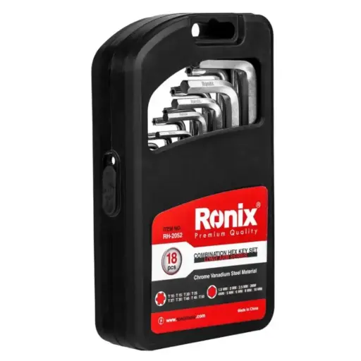 [SET-RON-RH-2052] JUEGO DE LLAVES HEXAGONAL - TORX LARGAS 18 PIEZAS ( 1.5 - 10 MM / T10 - T50 ) REF. RH-2052 MARCA RONIX