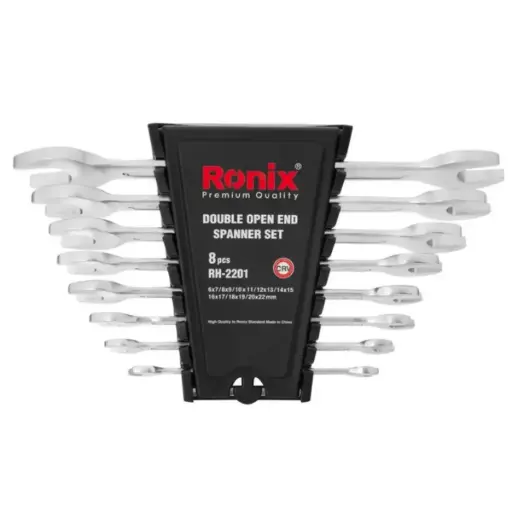 [SET-RON-RH-2201] SET LLAVES COMBINADAS FIJAS DOBLES 8 PIEZAS PUNTAS U/U (6x7,8x9,10x11,12x13,14x15,16x17,18x19,20x22 MM) REF. RH-2201 MARCA RONIX
