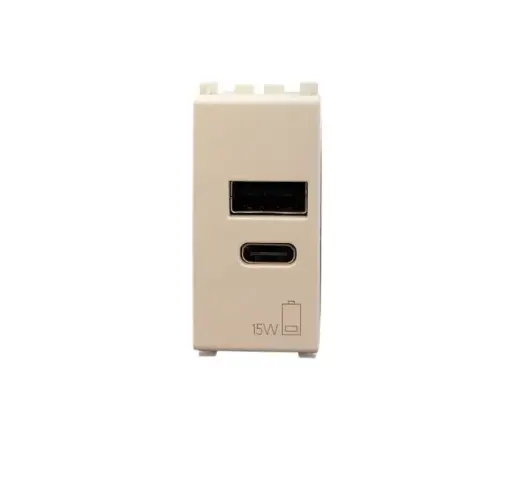 [TOM-VIM-19292.AC.15.B] TOMA USB A+ C ( TACO ) DE ALIMENTACION 15W 2.4 A 1 MODULO SERIE ARKE COL. BLANCO REF.19292.AC.15.B VIMAR 