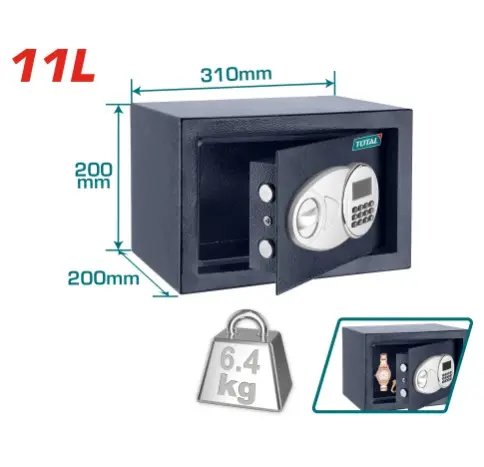 [CAJ-TOT-TESF2001] CAJA FUERTE 20 CM X 31 CM X 20 CM ELECTRONICA 11 L GRIS REF. TESF2001 / 884309 MARCA TOTAL TOOLS