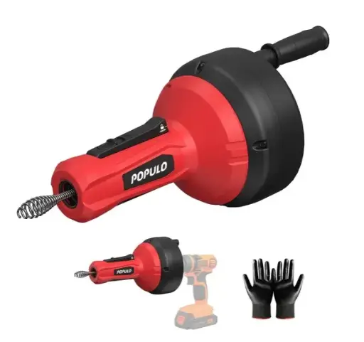 [DES-POP-PMDA-5] PISTOLA DESTAPA CAÑERIA / DRENAJE MANUAL GUAYA 5,18 MT P/ TUBERIA DE 3/4" A 2" C/ PAR DE GUANTES REF. PMDA-5 / X004FD2APR MARCA POPULO