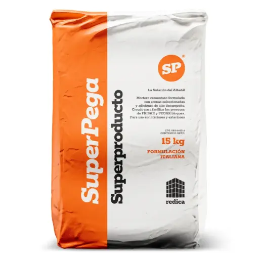 [MOR-SUP-SUPERPRO-15KG] SUPER PRODUCTO SACO 15 KG PARA FRISO Y PEGA BLOQUE MORTERO A BASE DE CEMENTO MARCA SUPER PEGA