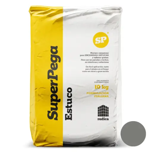 [STU-SUP-WALLGRI-10K] SUPER STUCCO / ESTUCO WALL SUPER LISO / RELLENADOR DE GRIETAS SACO 10 KG COLOR GRIS MARCA SUPER PEGA 