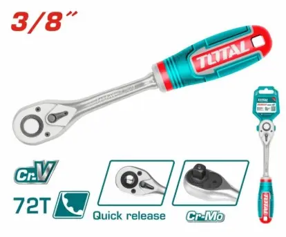 [RAC-TOT-THT106386] RACHET 3/8" 205 MM MANGO DE GOMA REF. THT106386 / 180497 MARCA TOTAL TOOLS
