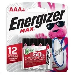 [BAT-ENE-AAA4] BATERIA / PILA  ALCALINA "AAA" BLISTER 4 UND REF. ENERAAA4 COD.099099 MARCA ENERGIZER