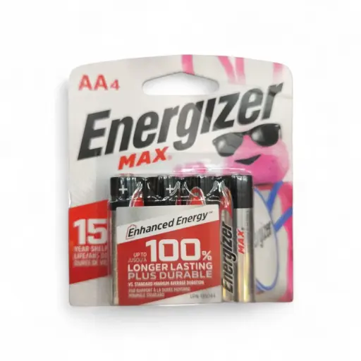 [BAT-ENE-ENERAA4] BATERIA / PILA  ALCALINA "AA" BLISTER 4 UND REF. ENERAA4 COD.011329 MARCA ENERGIZER