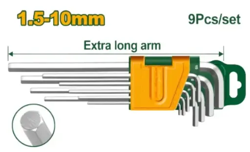 [JUE-JAD-JDHK1292] JUEGO DE LLAVES ALLEN HEXAGONAL 9 PZAS 1,5 - 10MM BRAZO EXTRALARGO REF. JDHK1292 MARCA JADEVER 