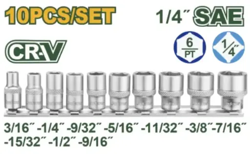 [JUE-JAD-UJDST4410] JUEGO DE DADOS HEXAGONAL 10 PZAS DE 1/4" ( 3/16" - 9/16") 6 PUNTAS REF. UJDST4410 REF. JADEVER