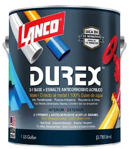 [FON-LAN-073743] FONDO ANTICORROSIVO 2 EN 1 DUREX COLOR NEGRO MATE 1 GL REF. DE737-4 / 073743 MARCA LANCO