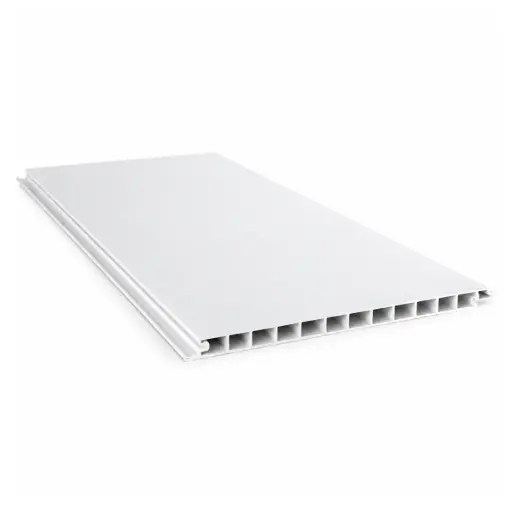 [LAM-BUI-12-116-0004] LAMINA DE PVC PARA TECHO CIELO RASO ( MATE ) BLANCO CON RAYA PLATA 5.95 MT X 30CMX 8MM (CUBRE 1.80 MTS 2) REF. 12-116-0004 BUILDCO