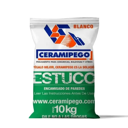 [EST-CER-CEB10] ESTUCO PARA ENCAMISADO DE PAREDES 10 KG COLOR BLANCO REF. CEB10 MARCA CERAMIPEGO